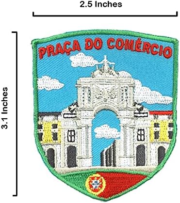 A-One 2 PCS Pack- Praça Do Comércio Shield Amblem+Portugal Flag Lapel Pin, Lisbon Square Patch, Country Patch, DIY вез, Sew-on/Iron-on