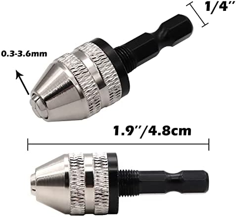 Sunxeke 2pcs 1/4 '' Hex Driph Bit Bit адаптер 0,6-8mm и 0,3-3,6 mm за промена на влијанието N-006-BK+N-004-S