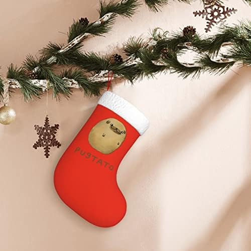 Yoigng Pug нос компир Pugtato Божиќно порибување Божиќни чорапи класичен празник за украсување камин виси чорап