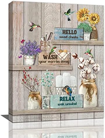Фарма куќа бања декор wallид уметност рустикална цветна колибри за платно отпечатоци за сликање земја лаванда памучна бања слики