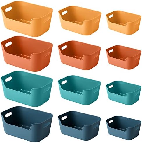 Овил 12-Пакувајте Пластични Канти за Складирање И Корпи за Ефикасна Домашна Организација-Мали Контејнери Во Повеќе Бои За Кујна, Шкаф