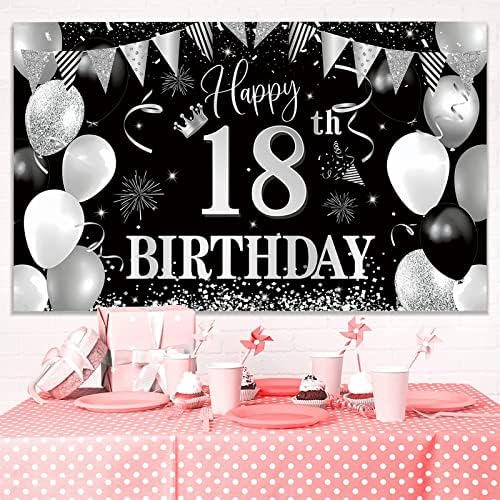 Reagtught Среќен роденден Девојче или момче 18 -ти роденденска позадина Декорација за роденденска забава за фотографии со табела за торта табела банер 7x5 ft