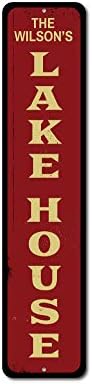 Вертикален Знак За Езерска Куќа, Знак За Семејно Име, Прилагоден Семеен Декор На Езерска Куќа, Име На Езеро Алуминиумски Декор-9 х 36