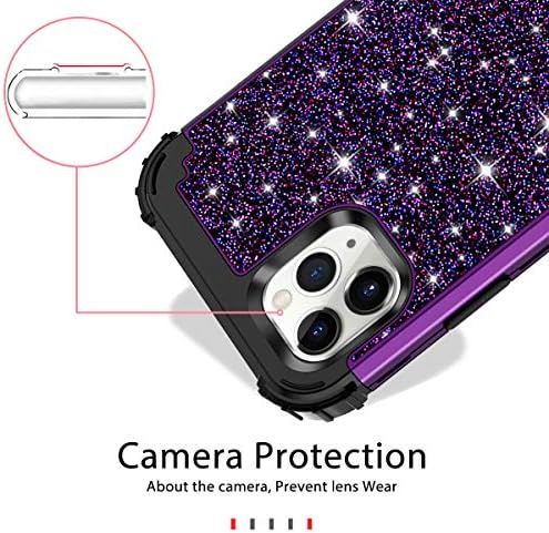 Хекодонк за Iphone 11 Pro Случај Тешка Заштита Отпорна На Удари Тврда Пластика+Силиконска Гума Хибридна Заштитна Кутија За apple iPhone 11 Про Сјајна Виолетова