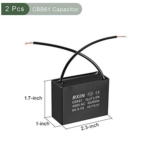 Јокиве 2 парчиња Тавански Вентилатор Кондензатор CBB61, Метализиран Полипропиленски Филм Кондензатор Одлично За Вентилатори Пумпи Мотори