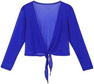 Jugaoge Kids Girl Solid See Tirone Warp Tops Bluze чиста мрежа за танцување врвови кошули балетски гимнастички спорт врвови