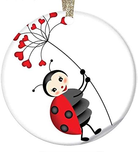 128 Buyloii Ladybug со украс на срцево дрво персонализиран керамички празник Божиќ украс 2019