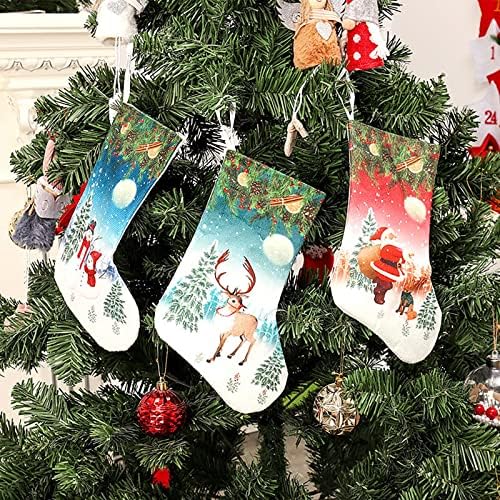 Божиќни чорапи крпа Божиќна чорапска торба и Божиќ што висат чорапи за украсување на забави и Божиќен црвен филм Црвен сет стаклени