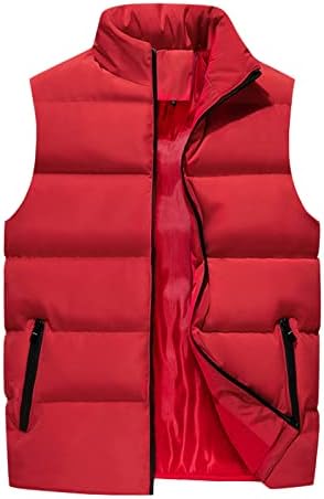 Fsakjkee Puffer Vest, зимски обложен со крзнено култура елек обична густа меколка елек мода тежина пот zipper дожд јакни