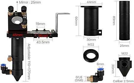 Cloudray E Series Cutter Head Set за фокусирање на леќи D20mm FL 50.8mm & 63,5 mm & 101.6mm огледало 25мм за ласерска машина за сечење