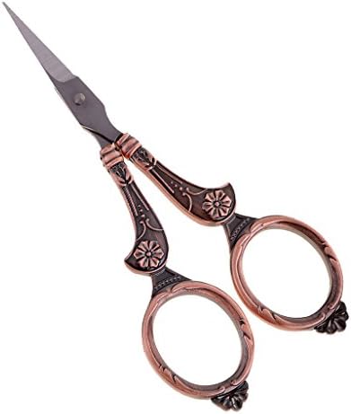 Jili Online 4.3 '' Гроздобер ножици за шиење на европски стил за шиење цвеќиња за везни ножици 2 бои - црвена бронза, како што е опишано
