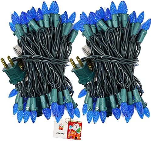 Fomomdi Blue на отворено Божиќни светла, 36ft 100 LED C3 Chrignth Crign Stirks For Patio Garden Home Healtichen Xmas Tree Loidh