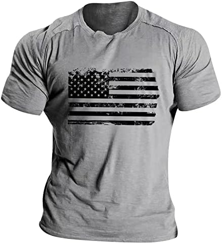 Руируилико Патриотски кошули за мажи Америка знаме маица 2023 летен краток ракав o врат гроздобер графички врвови