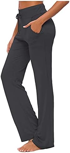 Атлетски јога жени спорт Y2K меки палацо панталони со права панталони со нозе Еластични хеланки со високи половини со џебови со џебови