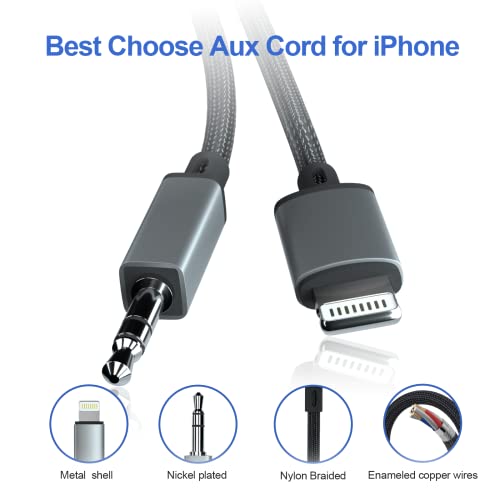 Aux кабел за iPhone, andnova Lightning до 3,5 mm слушалки за слушалки Аудио кабел 4FT [Apple MFI овластен] за iPhone 13/13 Mini 12/11