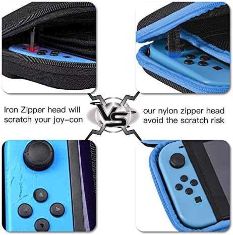Vori Carry Case компатибилен со Nintendo Switch - Заштитна тврда преносна торбичка за носење на куќишта за носење за конзола за прекинувачи на Nintendo и додатоци -црни сини