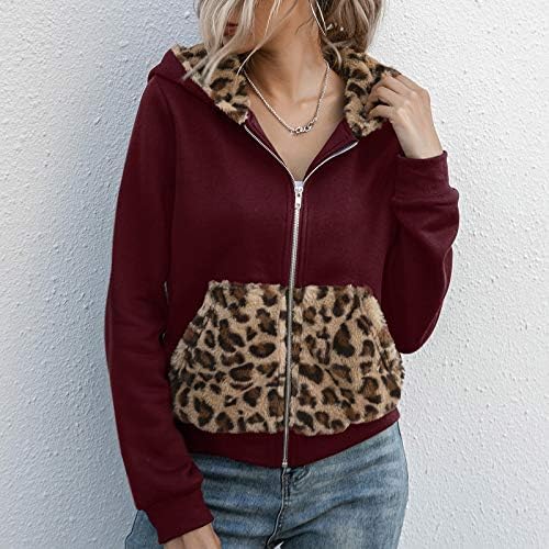 Отворено секојдневно пешачење со долги ракави џемпери жени празници за леопард печати удобно карпест аспиратор