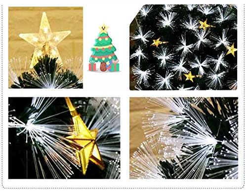 Новогодишна елка на оптички влакна од каиксин, пред-осветлена премиум домашен одмор декорација Флеш Пента starвездени украси Божиќни дрвја метални