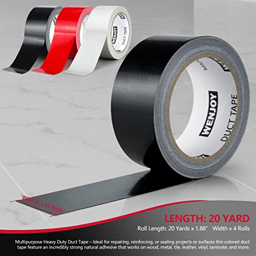 Wenjoy Red Counce Tape тешка водоотпорна ролна, 1,88 инчи x 20 јарди x 4 ролни, ултра силно лепило, флексибилна еластичност за метал,