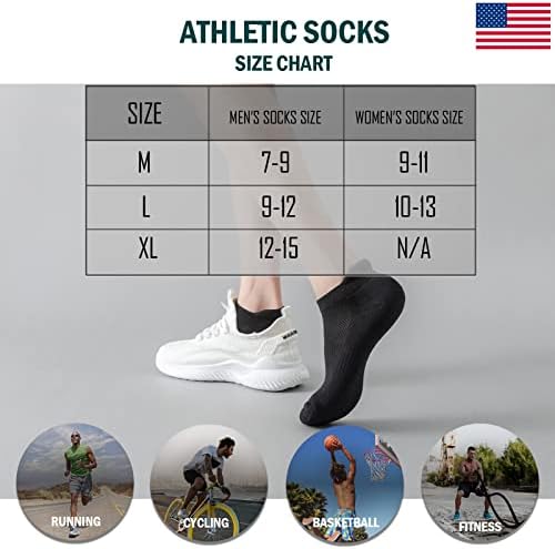 Flshmcen 8 пара машки глужд атлетски чорапи за трчање памучни увертирани спортови за спортови со ниско ниво за дишење за жени