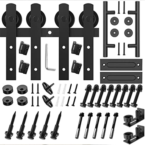 ЈИДКМ Тешки Цврсти Лизгачки Штала Врата Хардвер Комплет Врата Слајдови За Една Врата Вклучуваат 1 Рачка На Вратата И Подот Водич Во Собата