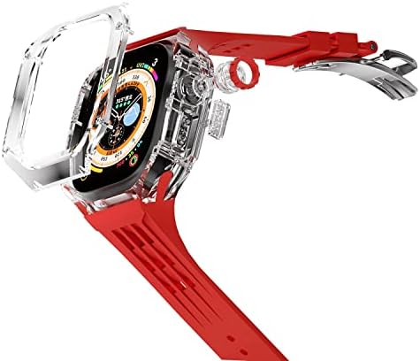 НЕЈЕНС Комплет За Модификација За Apple Watch Ultra Band 49mm Транспарентен Проѕирен Заштитен Капак За Желе Браник Мод Спортски Ремен За