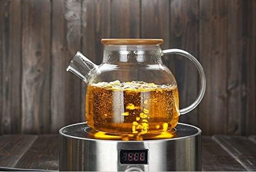 Билен чај чајник Котел 1000мл Голем Капацитет Транспарентен Отпорен На Топлина Висок Боросиликатно Стакло Чај Тенџере Со Филтер Кунг