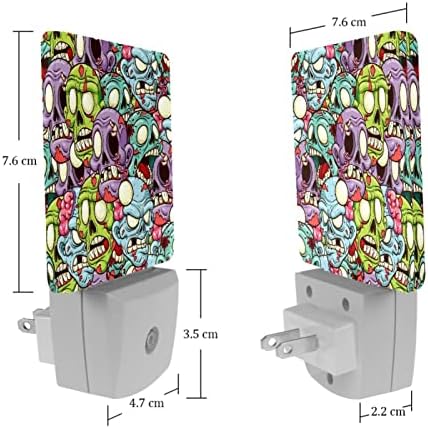 Цртан филм Зомби LED ноќно светло, детски ноќни светла за приклучок за спална соба во wallидна ноќна ламба прилагодлива осветлување