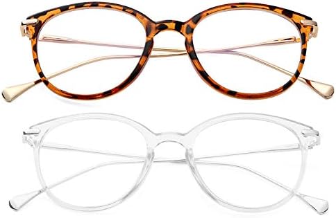 Брајленц Сина Светлина Блокирање Очила За Жени Мажи, 2 Пакет Не-Рецепт Круг Гроздобер Јасни Очила