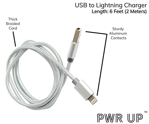 PWR UP Iphone Полнач 6 Метарски Молња ДО USB Кабел | Кабел За Брзо Полнење | Работи со iPhone 13/13 Pro 12/12 Max/12 Mini 11/11 Pro XS/XR/X