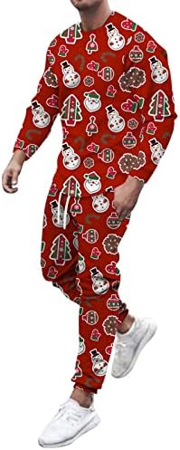 Tux за матурски есенски зимски божиќни Божиќни 2-парчиња сет за печатење на вратот долги ракави врвни велигденски костуми за мажи