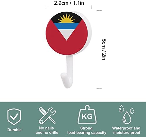Антигва и знаме на Барбуда, тркалезни пластични куки за еднократно лепило за лепило висечки wallидни куки за кујна бања 10 пакувања