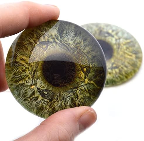 Викинг Равенс Селтик мудрец Зелени стаклени очи Фантазија Кабохони пар за делови од уметност, скулптура, правење накит, таксидермија, гаврани,