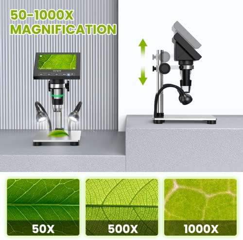Монета Микроскоп 1000x-4.3 Инчен Лцд Дигитален Микроскоп СО 32gb Картичка, OPQPQ USB Монета Микроскоп За Грешка Монети СО 12mp Камера, LED Пополнете
