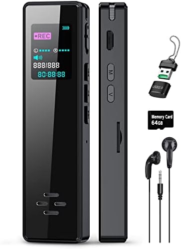 64GB Мини Диктафон Со Читач На Картички-Надграден Гласовен Активиран Рекордер Со Намалување На Бучавата, Пренослив Уред за Снимање