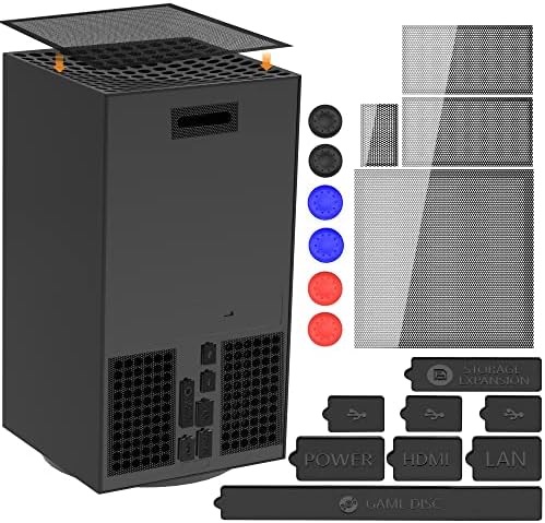 Филтер за прашина за Xbox Series X-8 Силиконски приклучоци за прашина и 4 PVC мрежи поставени и приклучоци за прашина за додатоци