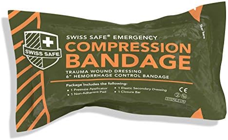 Швајцарски безбеден Израелски 6 завој за компресија [стерилен]: автентичен компактен дизајн за облекување во итни случаи, прва помош