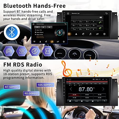 Android 11 Автомобил Стерео Со Безжичен Carplay Android Auto за Bmw 5 Серија X5 E39 E53 M5 1996-2006, 9 Инчен Екран На Допир Радио Со Резервна Камера GPS Навигација WiFi HiFi Bluetooth FM RDS Аудио Приемниц