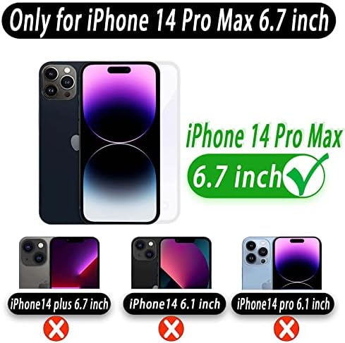 Monasay Magwallet Случај за iPhone 14 Pro Max, [Поддршка MagSafe Безжично Полнење][Стакло Заштитник На Екранот]Флип Фолио Магнетна Кожа Паричник