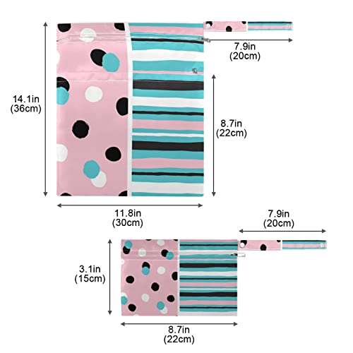 Кигаи Водоотпорен Влажна Торба Во Собата Розова Полка Точки &засилувач; Сини Ленти Влажни Суви Кеси За Крпа Пелени Перат Торбичка Со