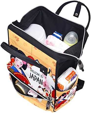 Јапонска гејша среќа мачка крапки карпи Фуџи планинска пелена торба ранец бебето nappy менувачки торби со повеќе функции торба