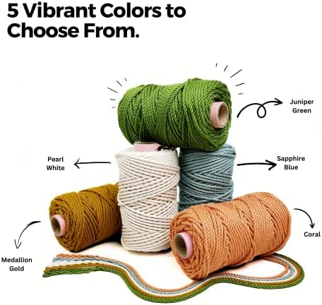 Bochiknot 5mm Macrame Corde - Бамбоо влакна јаже за материјали и занаети со Macrame - 3 -те плетенка со кабел Macrame - Bamboo Coder во боја на YARNE