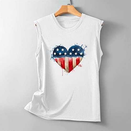 4 -ти јули резервоарот врвни жени Американски знаме Графички маички во САД starsвезди со шарени кошули без ракави за време