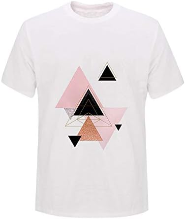 uikmnh женски врвови летни блузи со опуштено вклопување со кратки ракави геометриска маица