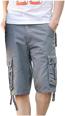 Машки карго шорцеви на отворено лабави обични панталони со цврста боја со цврсти бои Мажи