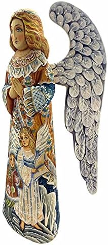 Дрвена фигура Божиќен ангел 10,43 „Статуета за рачна работа на високиот автор, врежана и насликана од руски уметници од Сергиев Посад.