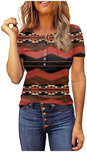 Nokmopo Gym Tops For Women Women Lutture Fashion Casual Chrost Reck op Reck Print Color врвови со ребрести плетени кошули