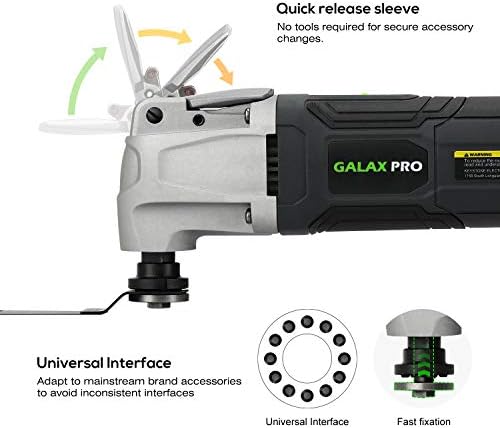 Galax Pro 2.4AMP 6 Променлива брзина Осцилирачки мулти-алаен комплет со промена на додатоци за брзо заклучување, осцилирачки агол: 3 °, 28