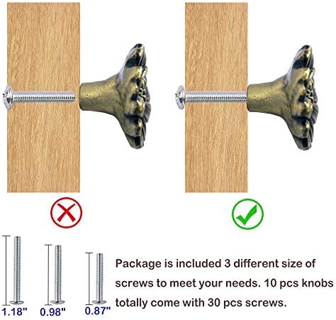 Перфин Кабинетот Копчиња Гроздобер Комоди Копчиња 10 Пакет Бронзени Маргаритка Цветни Фиоки Копчиња со 3 Големина Завртки За Мебел Кујна Антички Плакарот Врата Пов