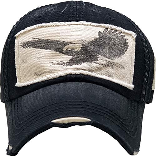 KBVT-573 BLK America USA Eagle Vintage Dristred Dad Hat Baseball Cap Прилагодливо прилагодливо